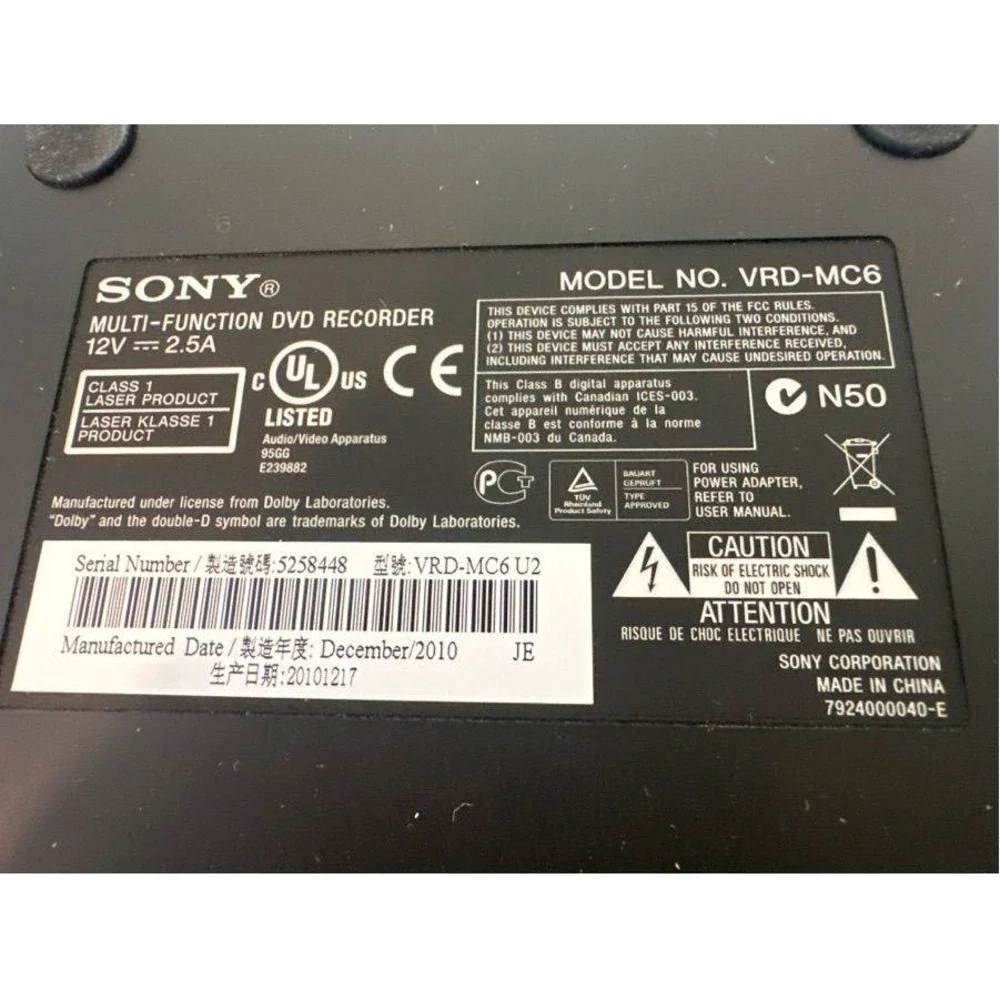 Sony DVDirect VRD-MC6 Multi-Function DVD Recorder Black Standalone Transfer Box